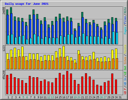 Daily usage for June 2021